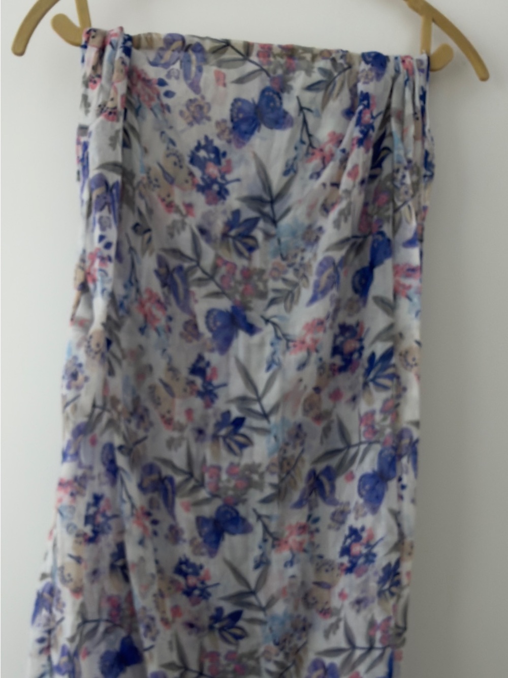 Butterfly Lightweight Floral Scarf in Blue and Pink